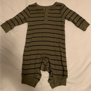 Carter's Olive and Black Striped Footie